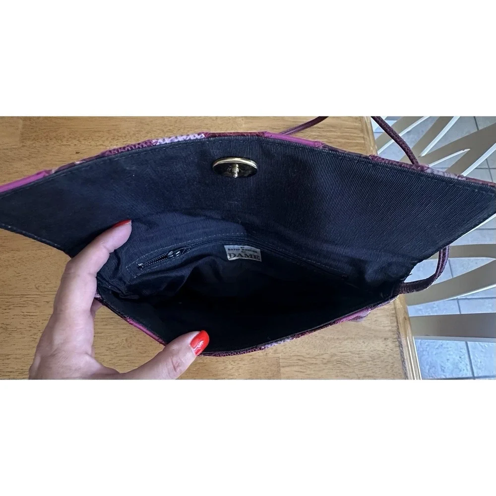 Vintage David Mehler for DAME Purple Pattern Real Snakeskin‎ Purse